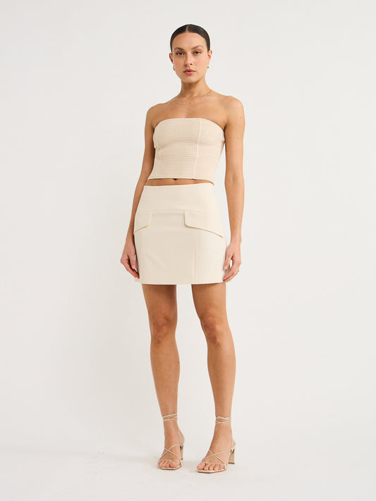 Shona Joy Irena Contour Mini Skirt in Rice