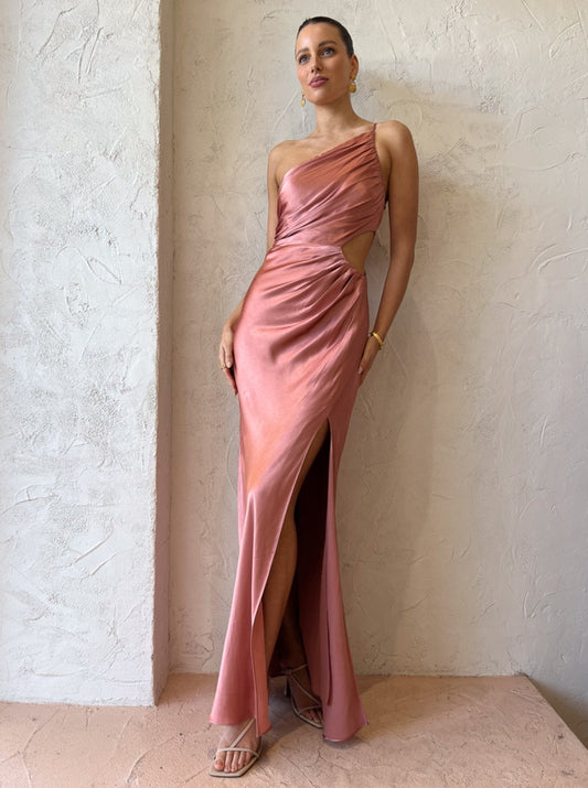 Shona Joy Asymmetrical Gathered Maxi Dress in Antique Rose Coco & Lola Shona Joy Asymmetrical Gathered Maxi Dress in Antique Rose Coco & Lola