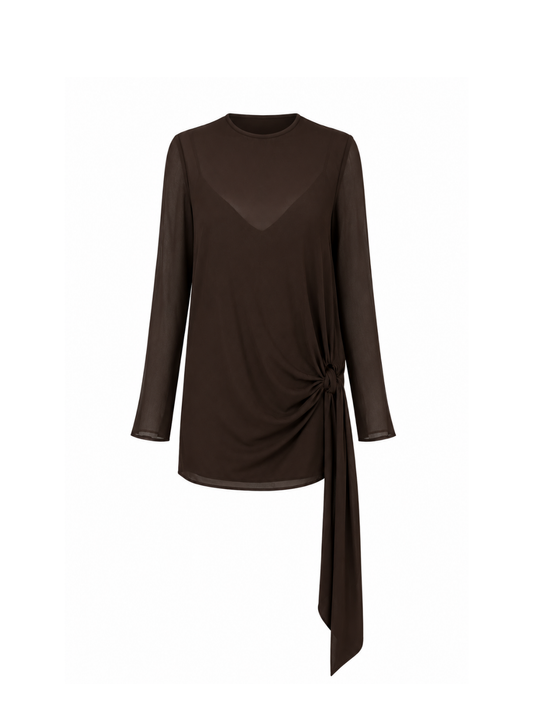 By Nicola Elodie Mini Dress in Chocolate