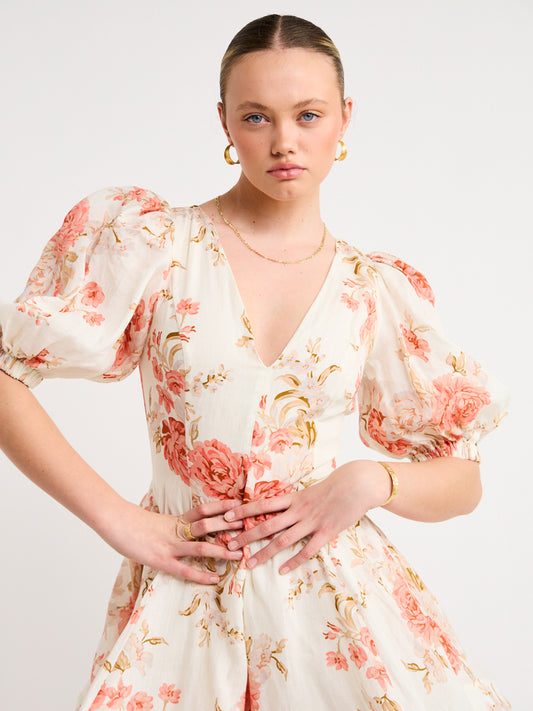 Sofia The Label Olivia Flounce Mini Dress in Rose White