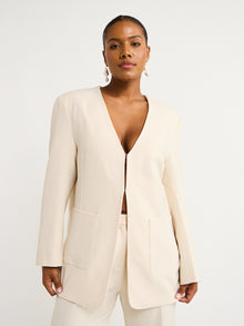 By Johnny Milano V Neck Blazer in Creme