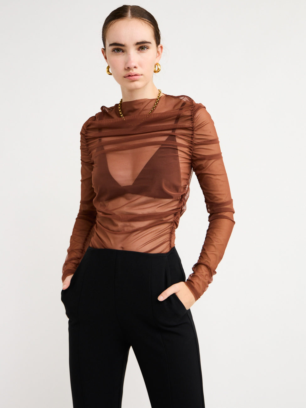 Camilla and Marc Cove Gathered Top in Walnut – Coco & Lola