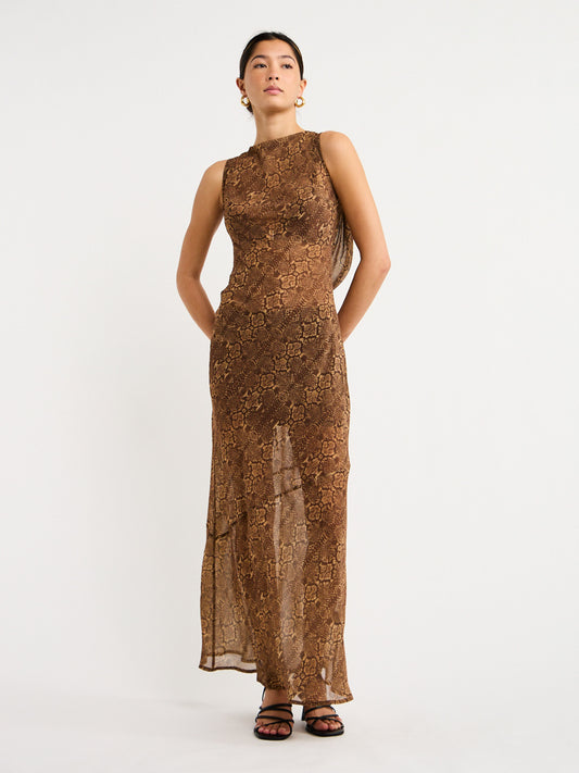 Hansen and Gretel Emmery Backless Cowl Dress in Serpent Coco & Lola Hansen and Gretel Emmery Backless Cowl Dress in Serpent Coco & Lola