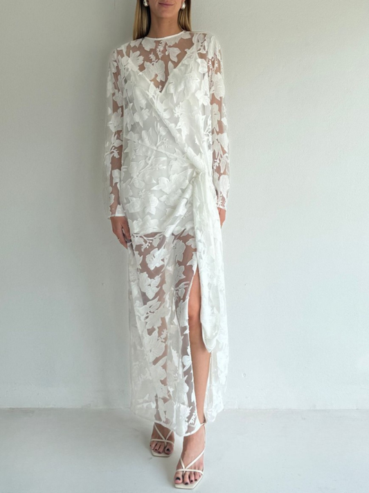 By Nicola Elodie Maxi Dress in White Lace