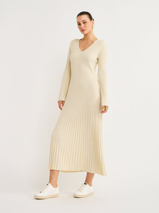 Kinney Lani Knit Dress in Cream