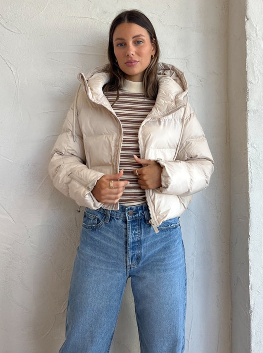 Orbit Puffer Jacket in Glazed Ecru