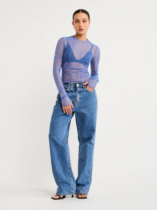 Sir Jacques Mesh Panelled Top in Ultramarine