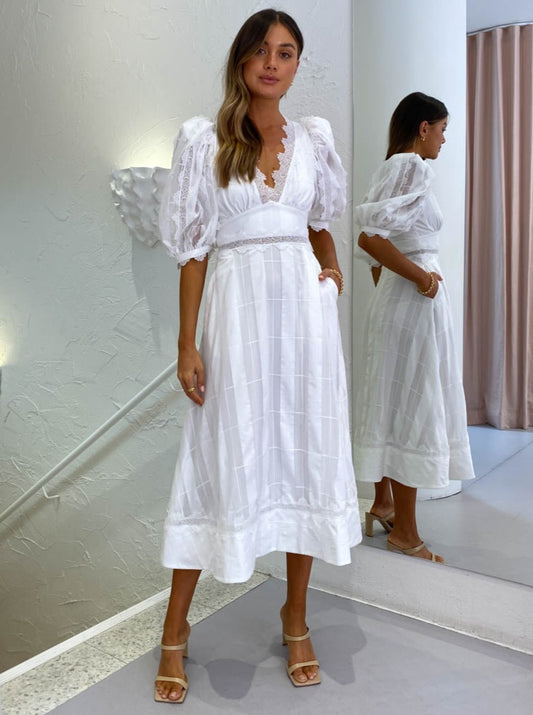 Acler Grampian Dress in Ivory Check