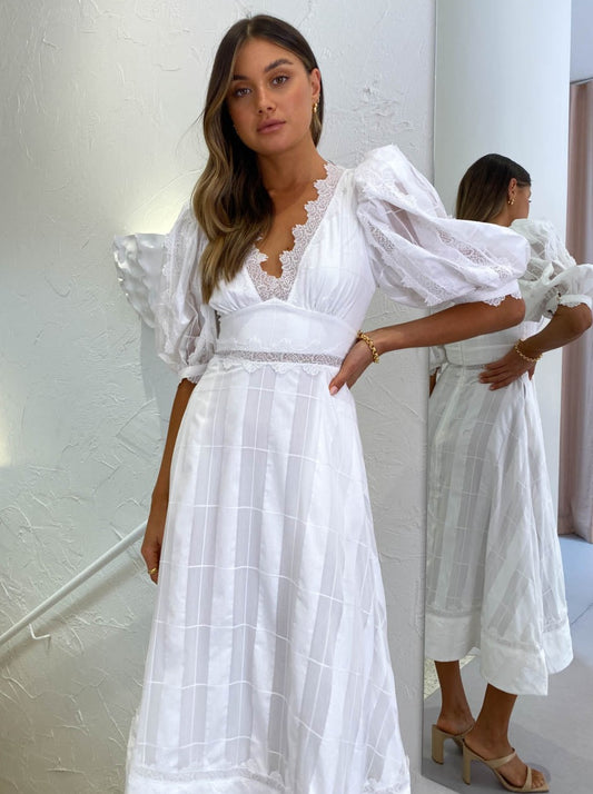 Acler Grampian Dress in Ivory Check