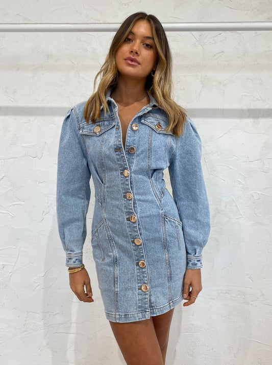 Acler Florence Denim Dress in Blue Wash – Coco & Lola