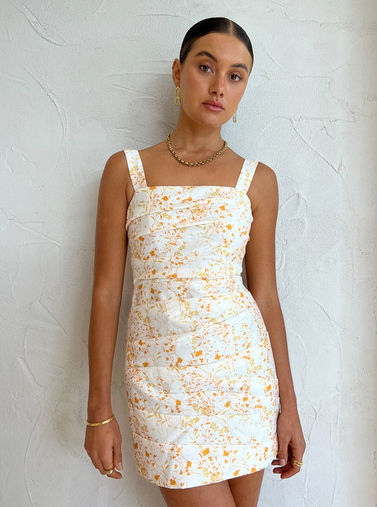 Acler Pagoda Dress in Yellow Meadow