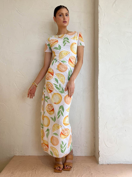 Ambra Maddalena Luna Midi Dress in Orange
