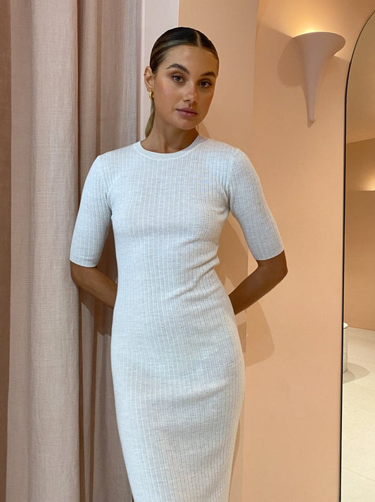Assembly Label Ella Midi Dress in Antique White Marle