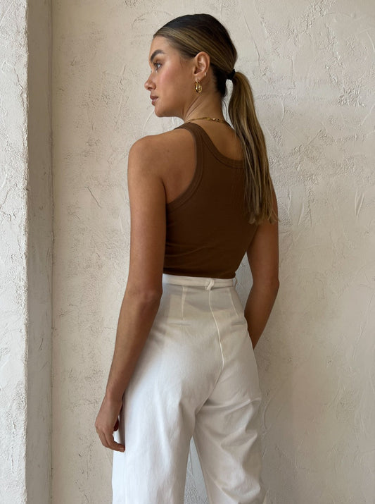 Assembly Label Ciel Organic Rib Tank in Burnt Ochre