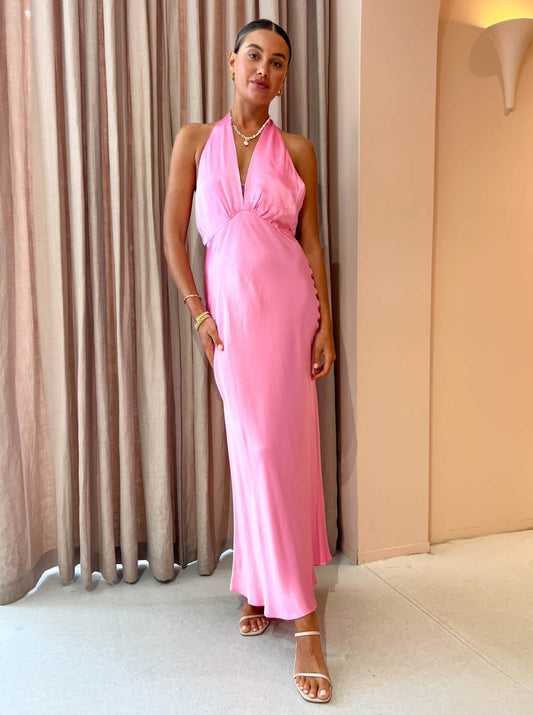Bec and Bridge Indi Halter Maxi Dress in Candy Pink Coco & Lola Bec and Bridge Indi Halter Maxi Dress in Candy Pink Coco & Lola