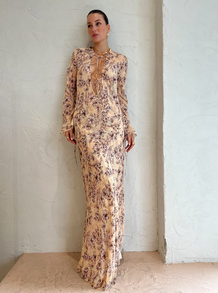 chinese dress ladies Ren Long Sleeve Maxi Dress in Ink main image 1