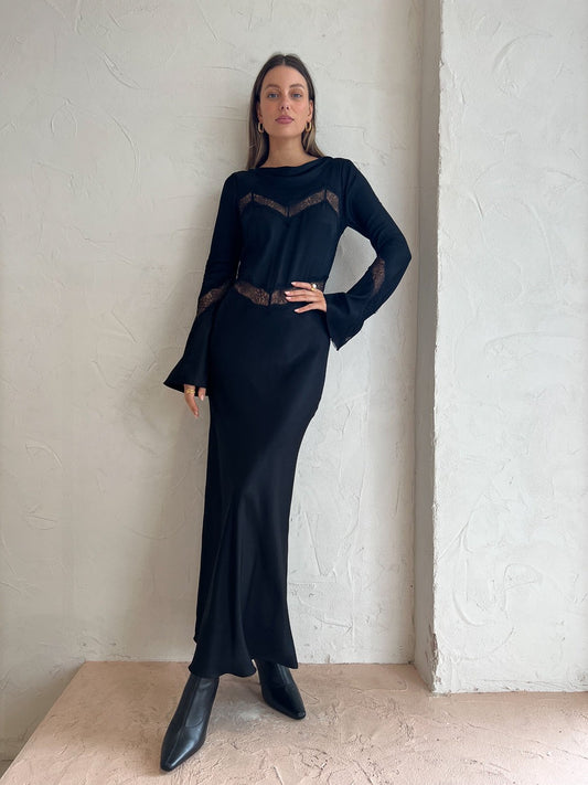 Bec and Bridge Spencer Lace L/S Maxi Dress in Black/Black Coco & Lola Bec and Bridge Spencer Lace L/S Maxi Dress in Black/Black Coco & Lola