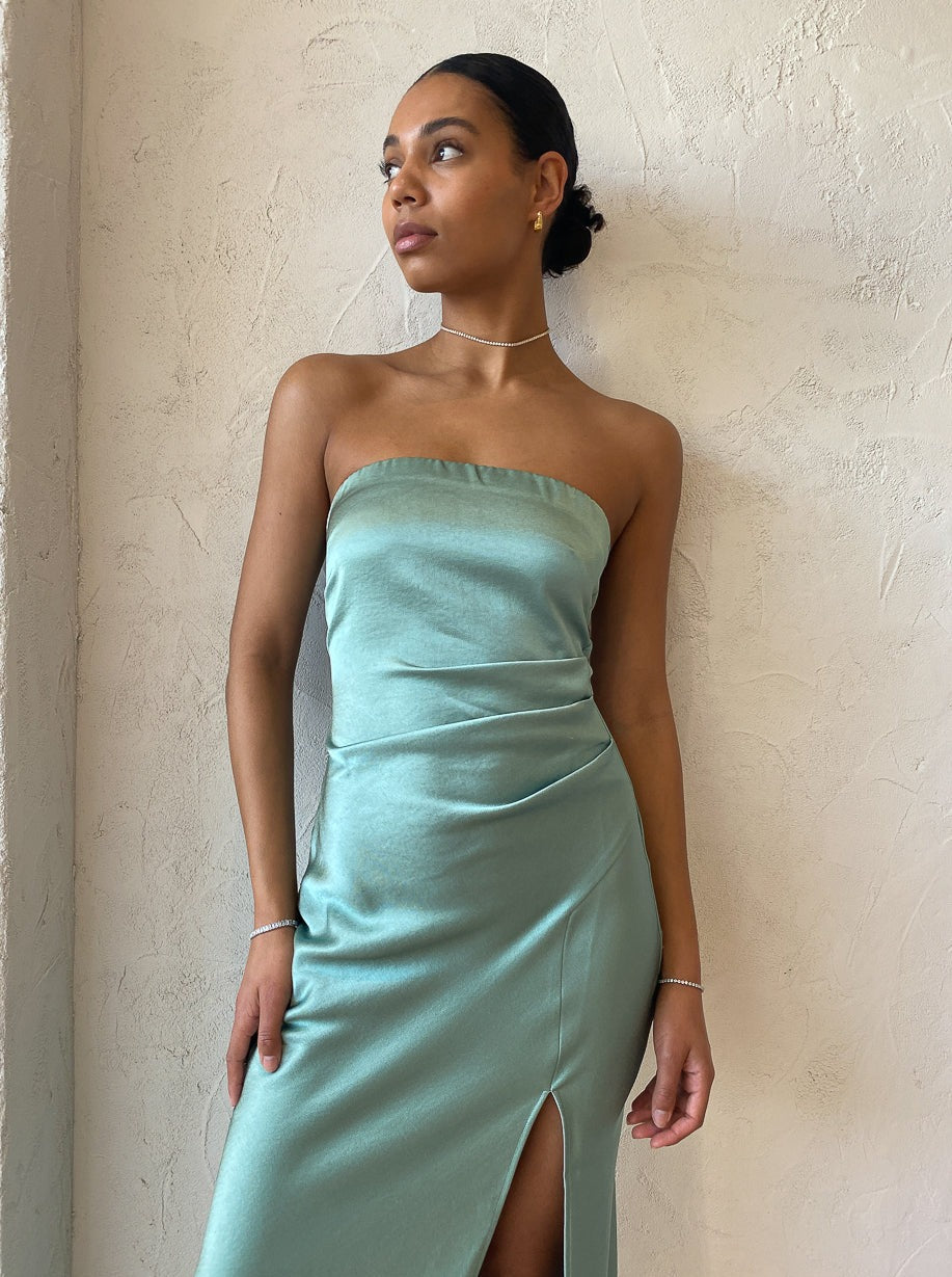 Bec and Bridge Symone Strapless Dress in Moss Green Coco Lola