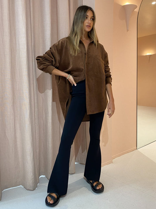 By Johnny Sliced Flare Knit Pant in Black