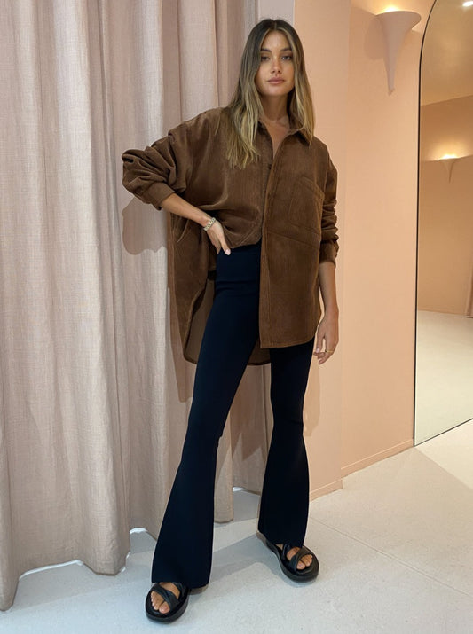 By Johnny Sliced Flare Knit Pant in Black