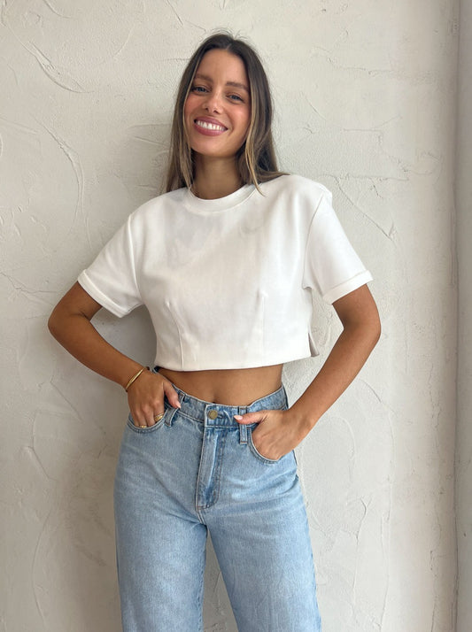 By Johnny Kel Crop Tee in Ivory