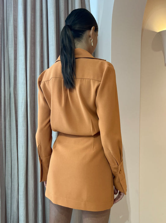 By Johnny Margot Mini Shirt Dress in Clay - Main Image