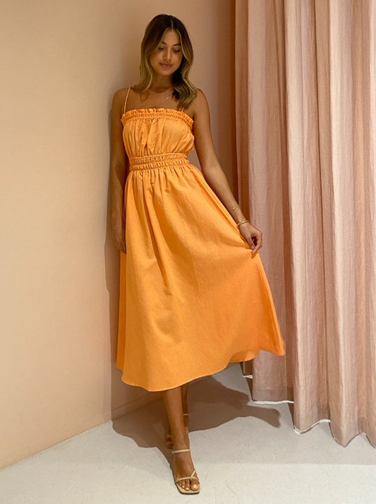 By Nicola Flamenco Midi Dress in Mandarin