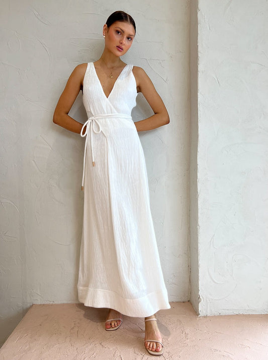 By Nicola Starboard Cross Waist Maxi Dress in White
