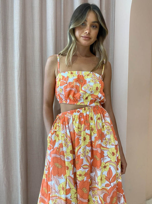 By Nicola Carnivale Elastic Waist Maxi Dress in Sunrise Blooms