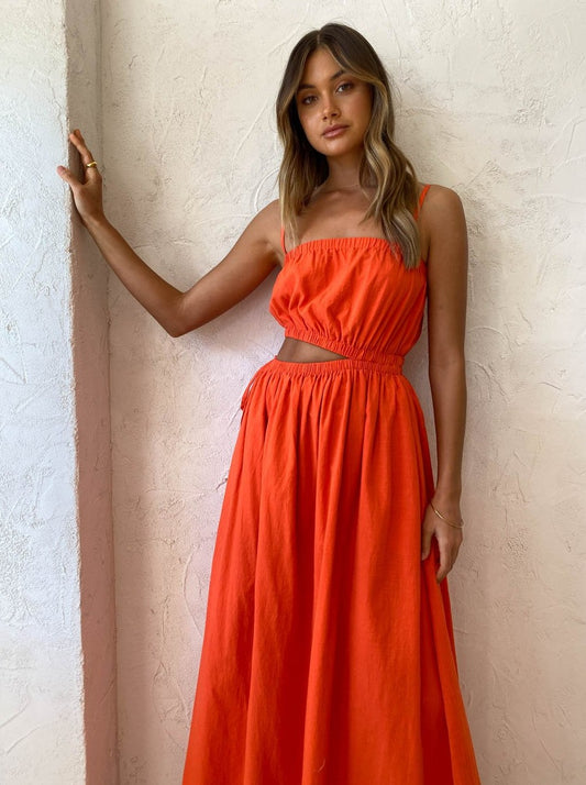 By Nicola Carnivale Elastic Waist Maxi Dress in Cherry