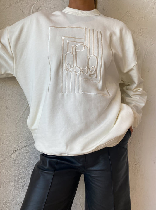 Camilla and Marc Atollo Embroidered Sweatshirt in Soft White