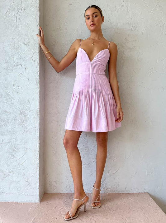 Clea Kenny Pintuck Mini Dress in Pink Tint