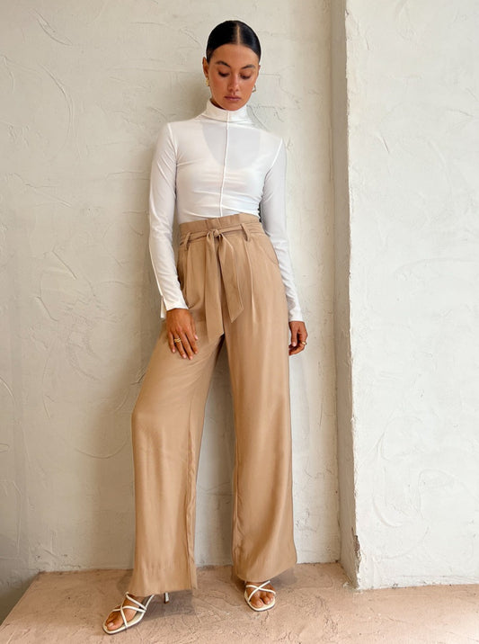 Ena Pelly Miki Tie Front Pant in Ginger