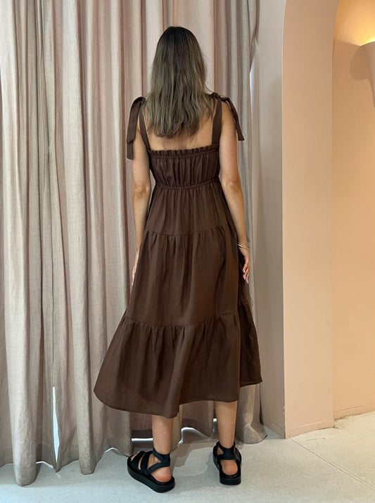 Faithfull the Brand Bellamy Midi Dress in Chocolate