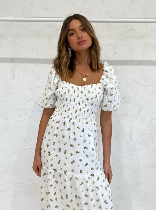 knee length dresses for ladies Faithfull the Brand Gianna Midi Dress in Carrie Floral Print – Coco & Lola