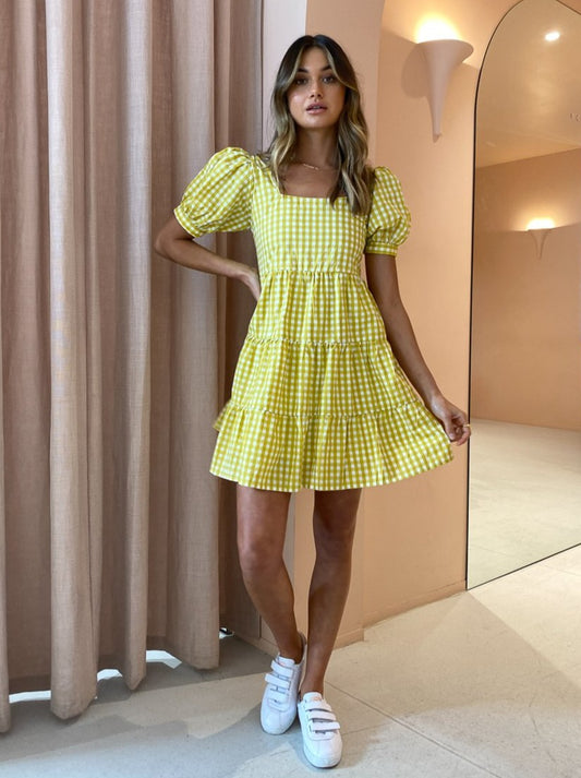 Faithfull the Brand Eldora Mini Dress in Mari Check Print