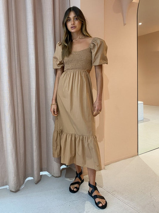 gingham.midi dress Simkhai Genny Cloud Gingham Sleeveless Belted Midi Dress