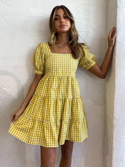 Faithfull the Brand Eldora Mini Dress in Mari Check Print