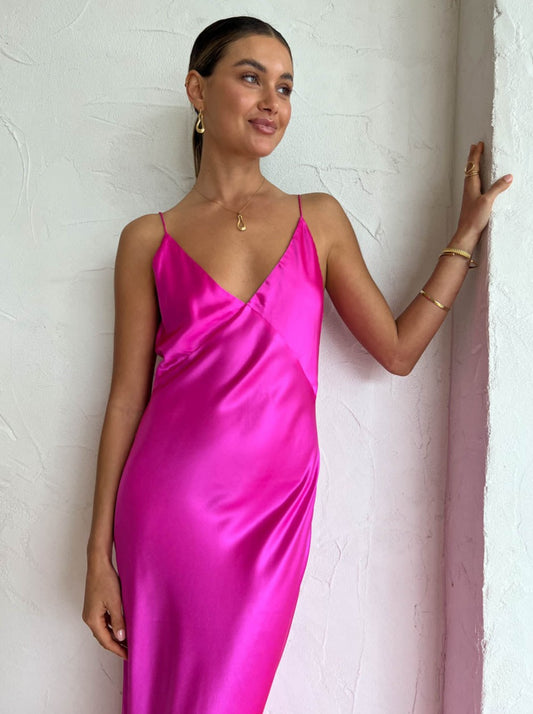 Ginia Noa Dress in Electric Pink