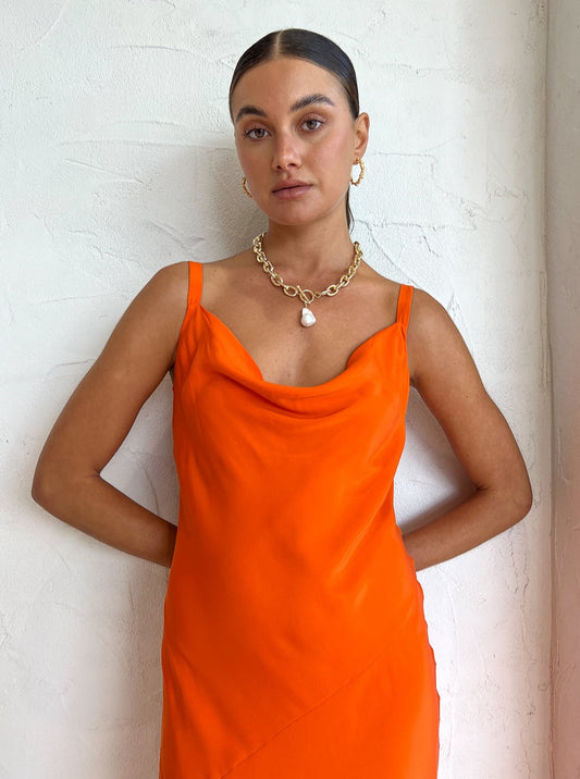 Ginger and Smart Beloved Slip Dress in Tangerine