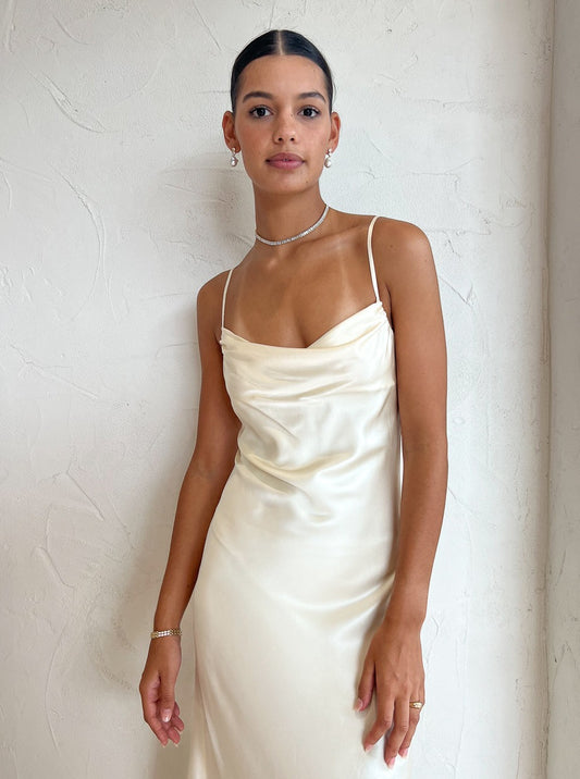 Ginia Isabel Maxi Dress in Creme