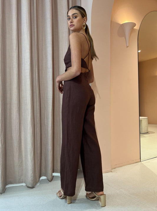Ginia Nadia Jumpsuit in Mocha