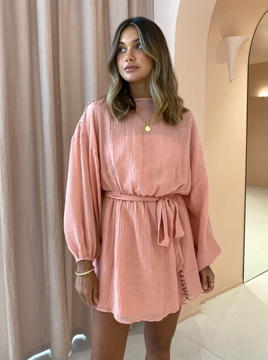 Issy Tides Dress in Coral Pink