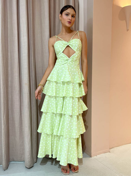 Issy Hope Floats Dress in Key Lime Dot Coco & Lola Issy Hope Floats Dress in Key Lime Dot Coco & Lola