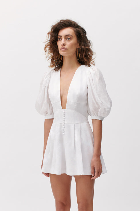 Joslin Andrea Linen Ramie Playsuit in Optical White