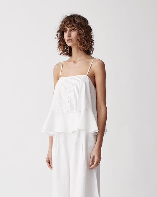 Joslin Aviana Ramie Camisole in Optical White