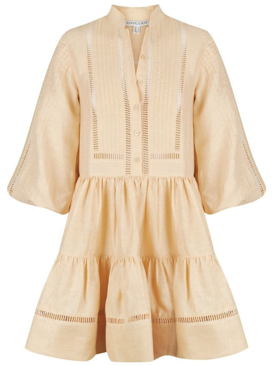 Shona Joy Joia Mini Pin Tuck Tuxedo Dress in Biscuit Coco & Lola Shona Joy Joia Mini Pin Tuck Tuxedo Dress in Biscuit Coco & Lola