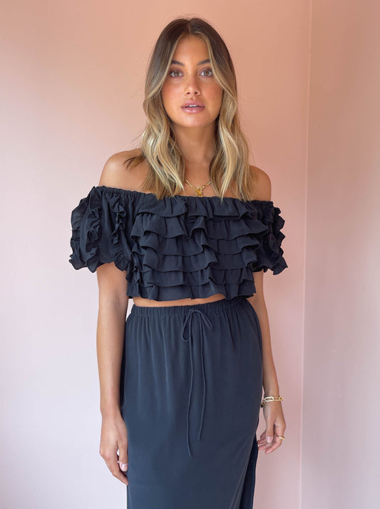 Joslin Bella Silk Bodice Top in Sandwash Black