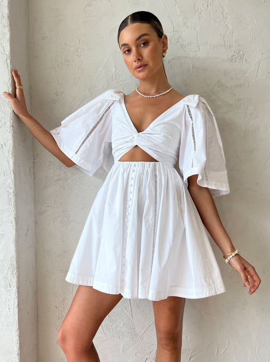 Joslin Hollie Organic Cotton Mini Dress in Optical White