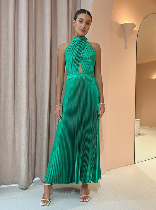 Lidee Renaissance Split Gown In Bright Green Coco & Lola Lidee Renaissance Split Gown In Bright Green Coco & Lola